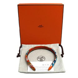 HERMES Silk Headband Orange Hair for Women