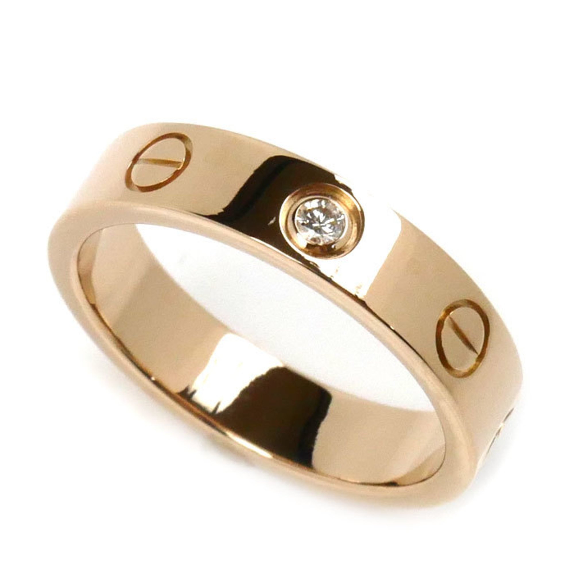 CARTIER K18PG Pink Gold Love 1P Diamond Ring B4050749 Size 9 49 4.3g Women's