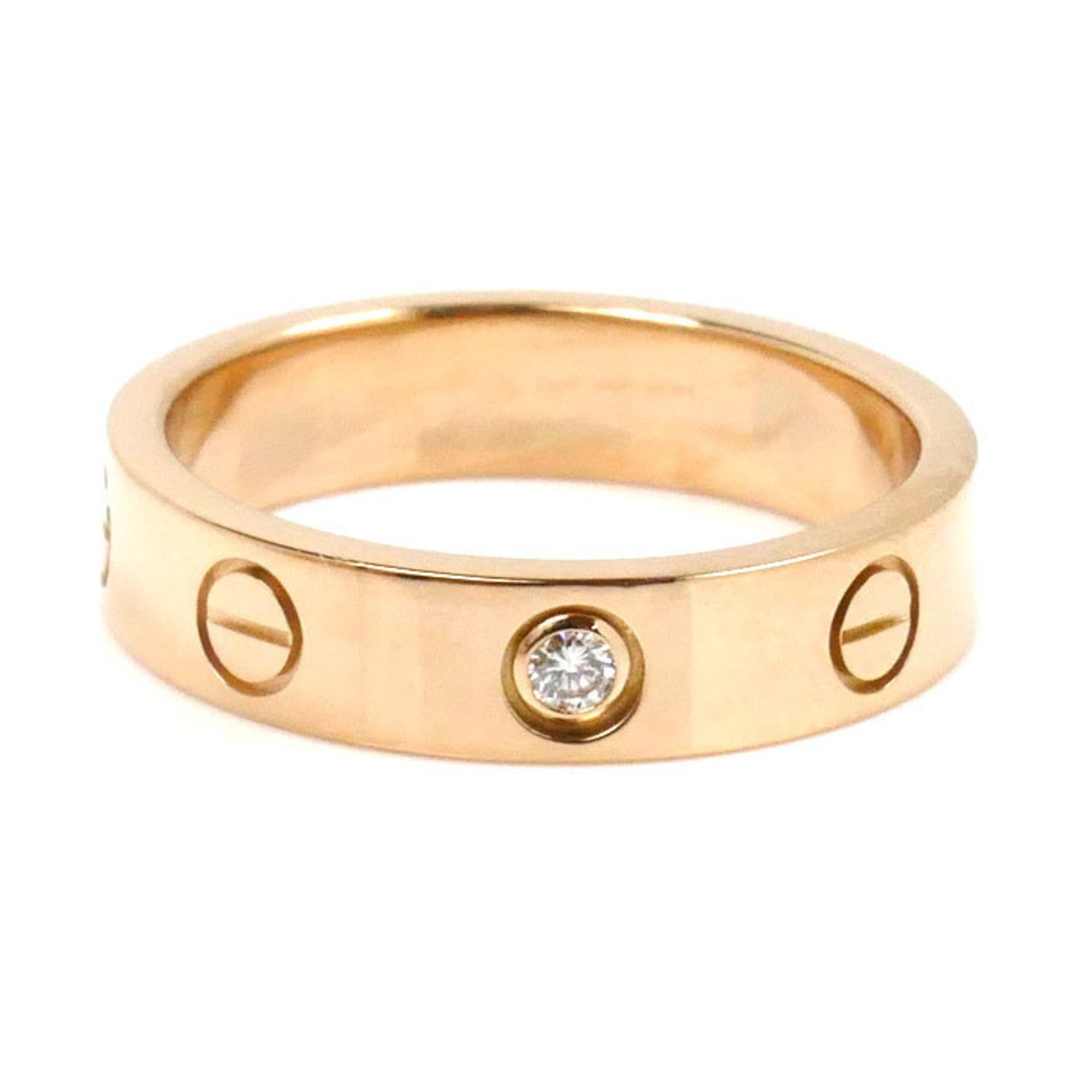 CARTIER K18PG Pink Gold Love 1P Diamond Ring B4050749 Size 9 49 4.3g Women's