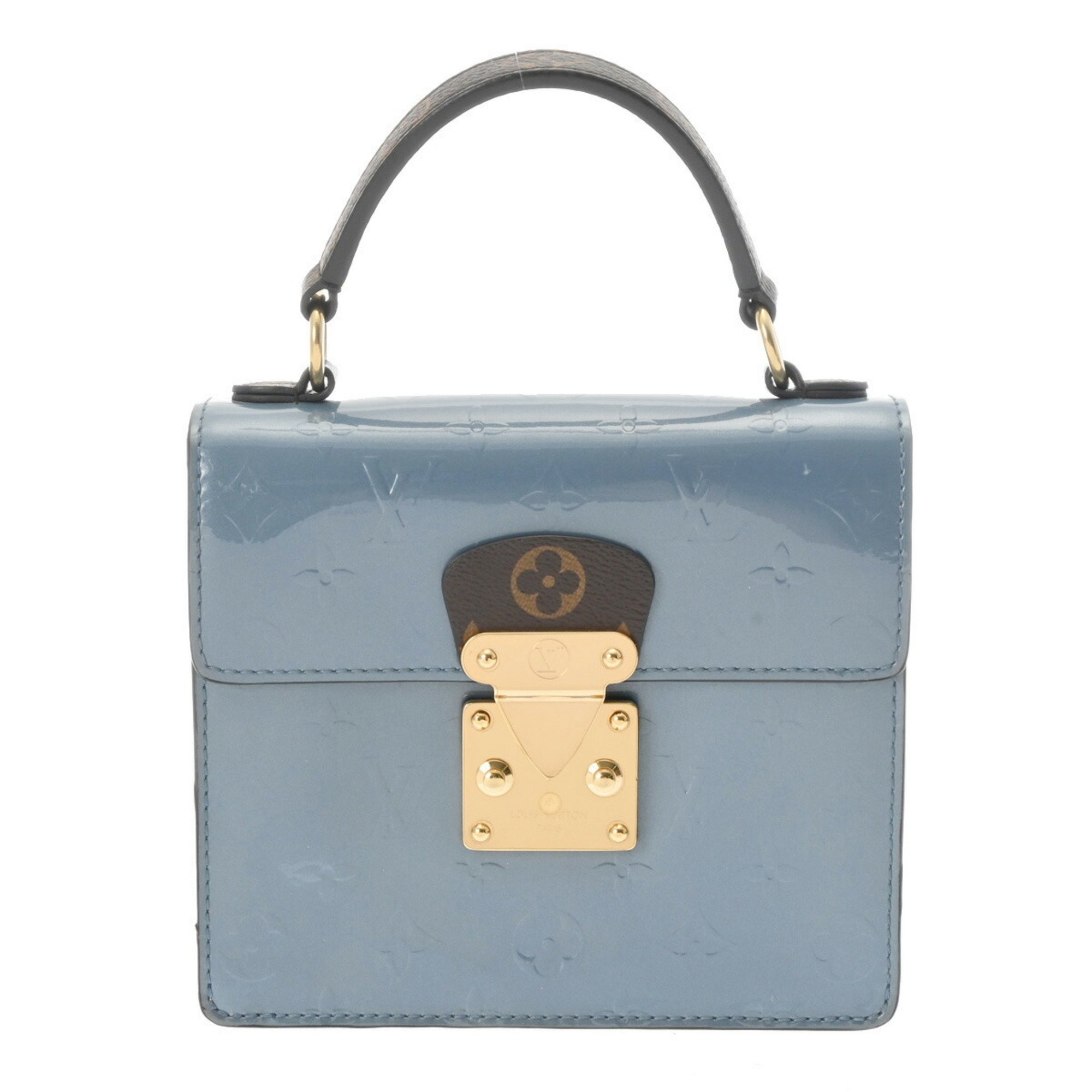 LOUIS VUITTON Vernis Epi Monogram Spring Street PM Blue M90373 Women's Vernis/Leather Handbag