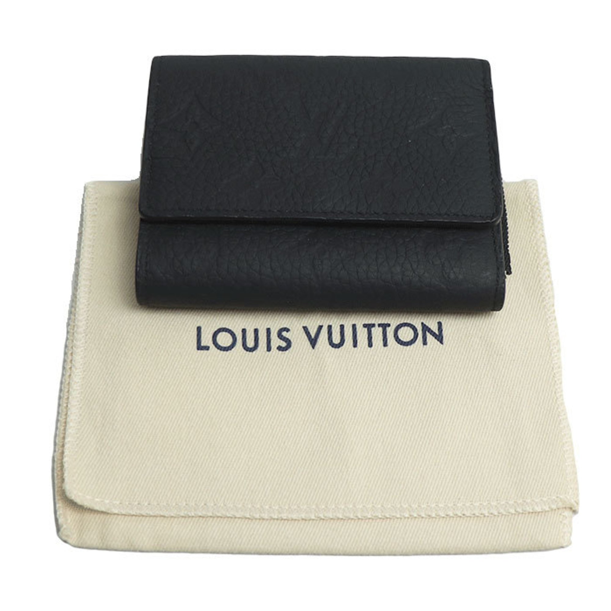 LOUIS VUITTON Louis Vuitton Portefeuille Pilot Tri-fold Wallet Taurillon Leather Black M82556 Men's