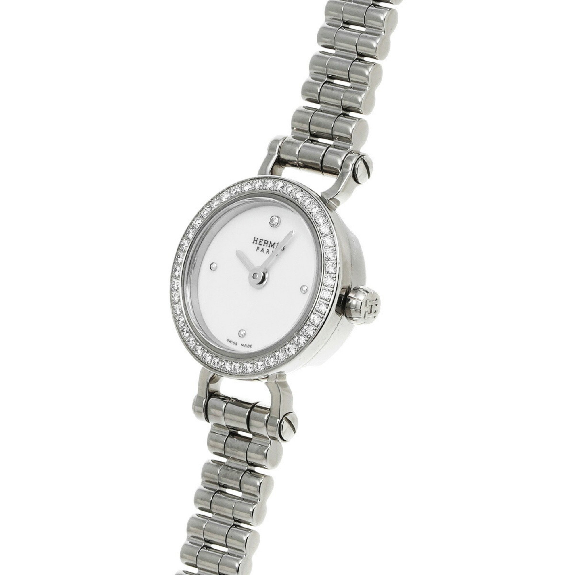 HERMES Faubourg Bezel Diamond FG1.191 Women's Watch Quartz