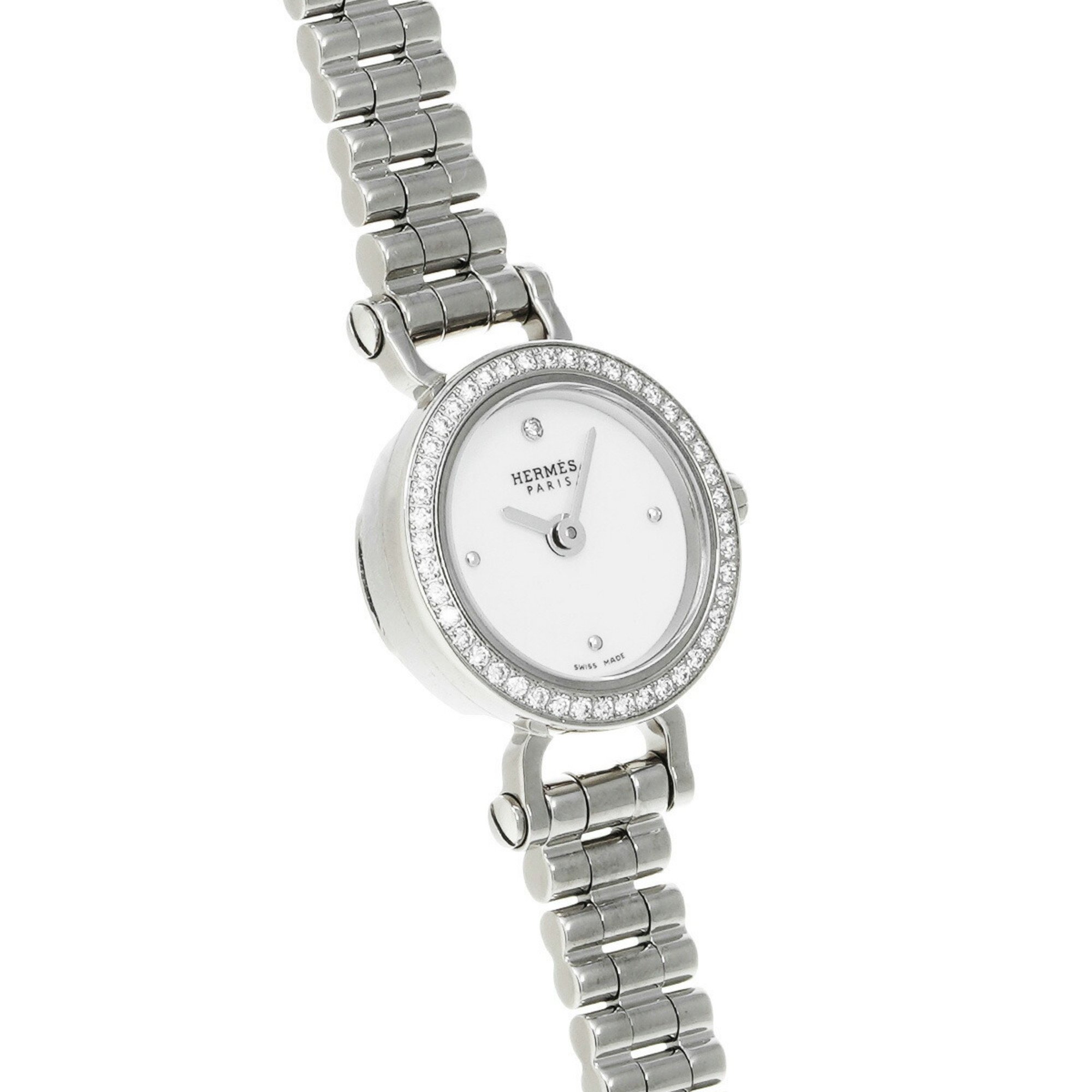 HERMES Faubourg Bezel Diamond FG1.191 Women's Watch Quartz