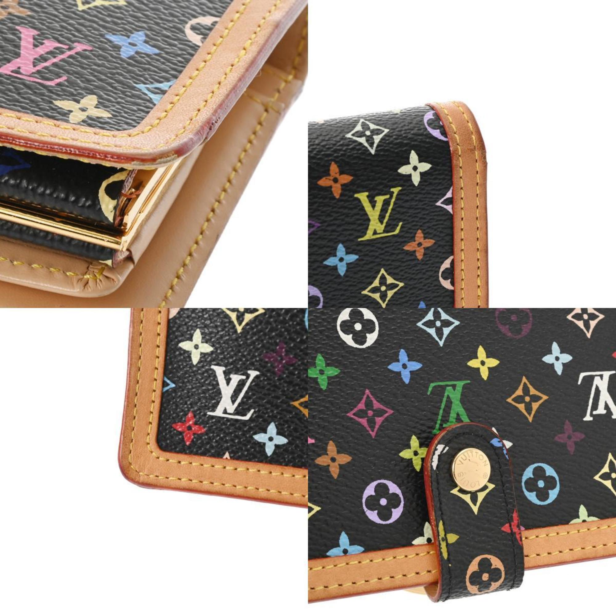 LOUIS VUITTON Louis Vuitton Multicolor Portefeuille Viennese Noir M92988 Women's Monogram Bi-fold Wallet