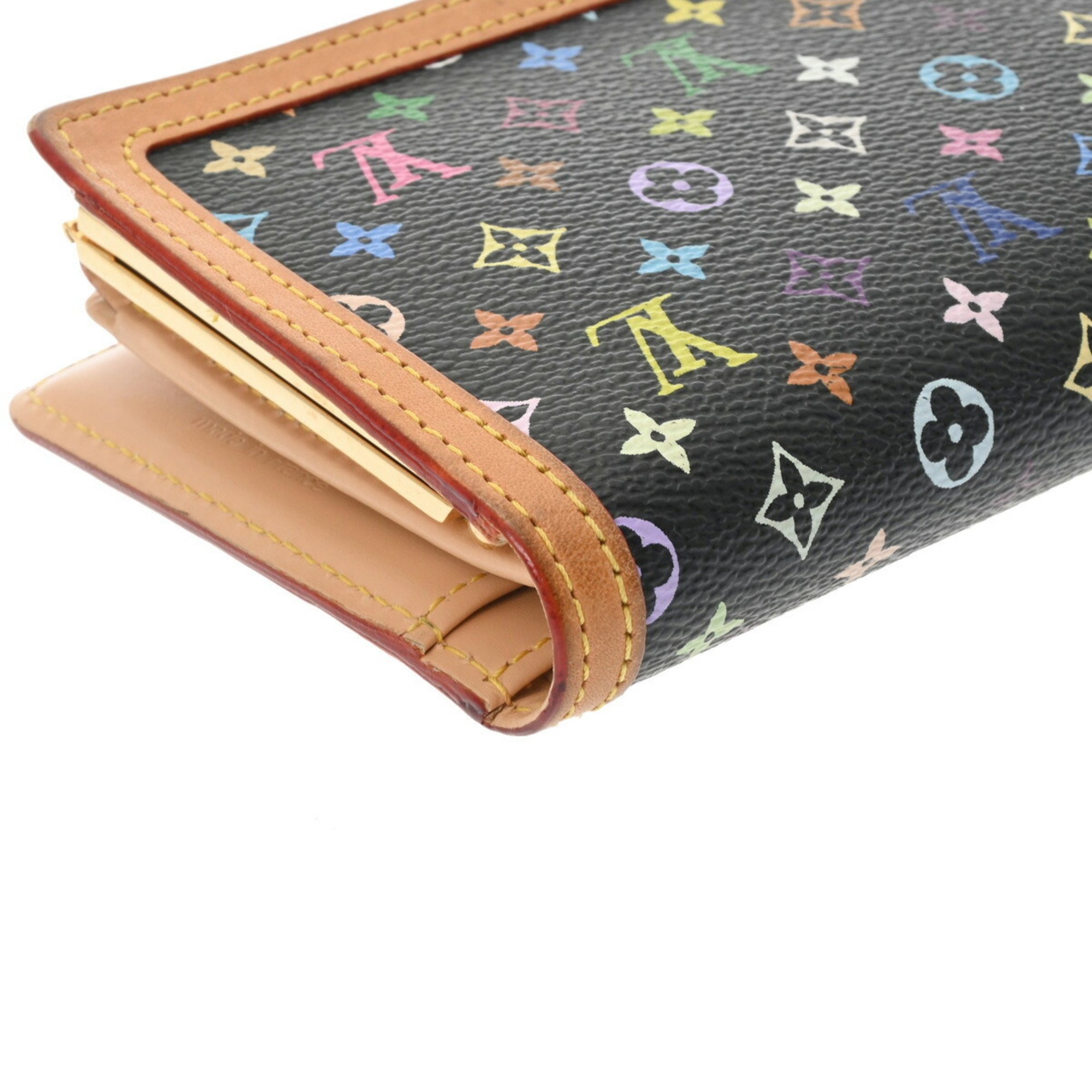 LOUIS VUITTON Louis Vuitton Multicolor Portefeuille Viennese Noir M92988 Women's Monogram Bi-fold Wallet