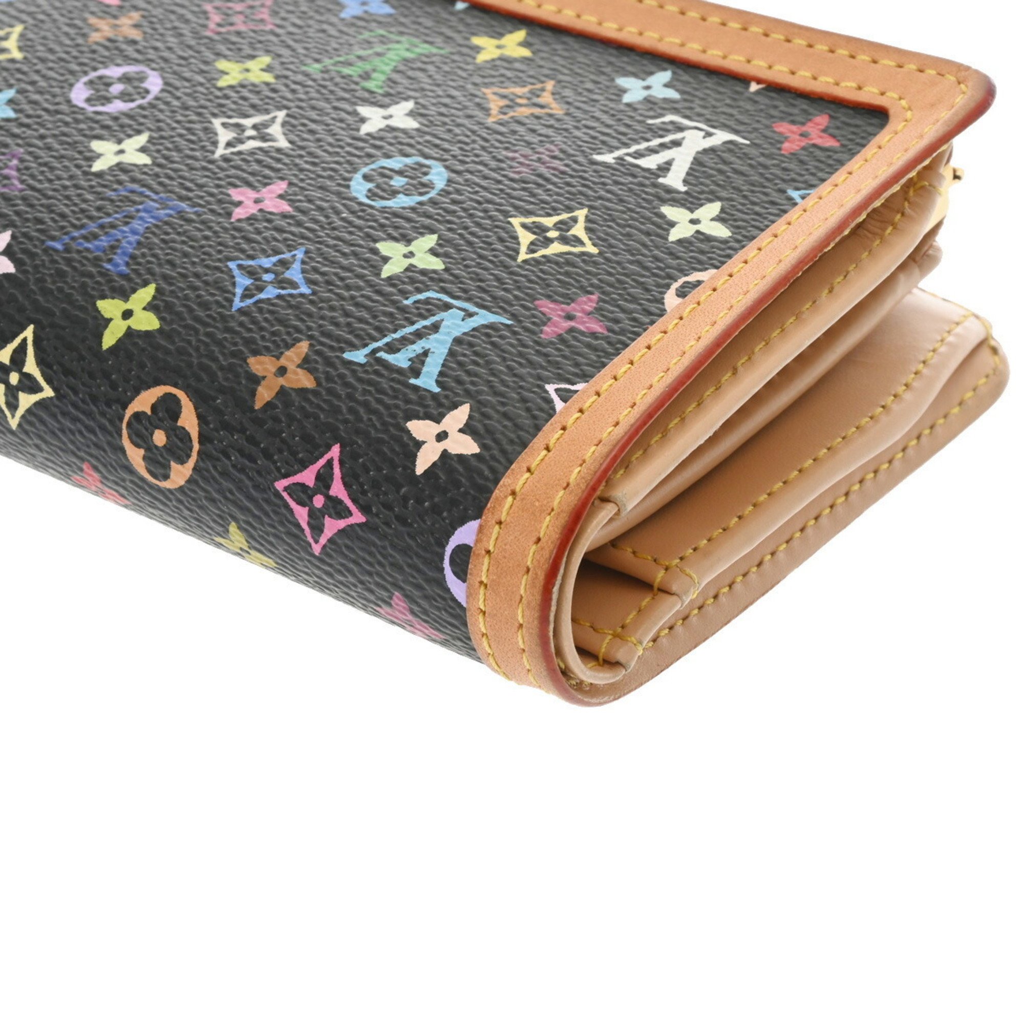 LOUIS VUITTON Louis Vuitton Multicolor Portefeuille Viennese Noir M92988 Women's Monogram Bi-fold Wallet