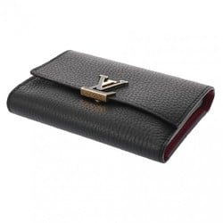 LOUIS VUITTON Louis Vuitton Portefeuille Capucines Compact Noir/Hot Pink M62157 Women's Taurillon Leather Tri-fold Wallet