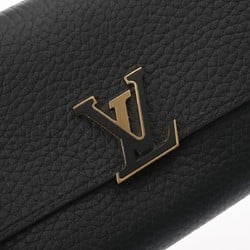 LOUIS VUITTON Louis Vuitton Portefeuille Capucines Compact Noir/Hot Pink M62157 Women's Taurillon Leather Tri-fold Wallet