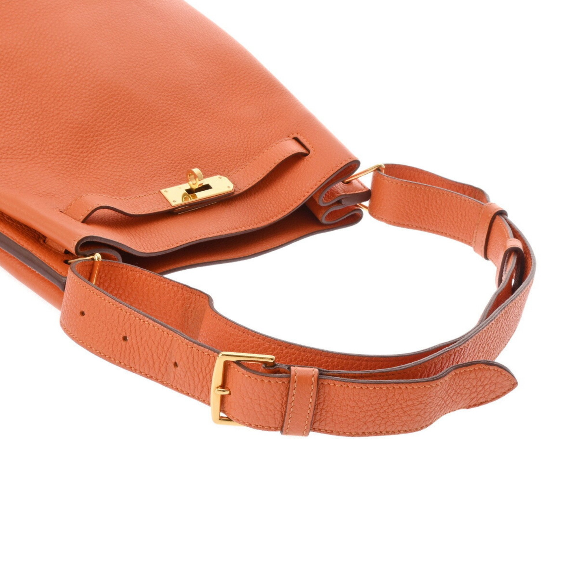 HERMES Hermes So Kelly 22 Orange □N stamp (around 2010) Unisex Taurillon Clemence Shoulder Bag