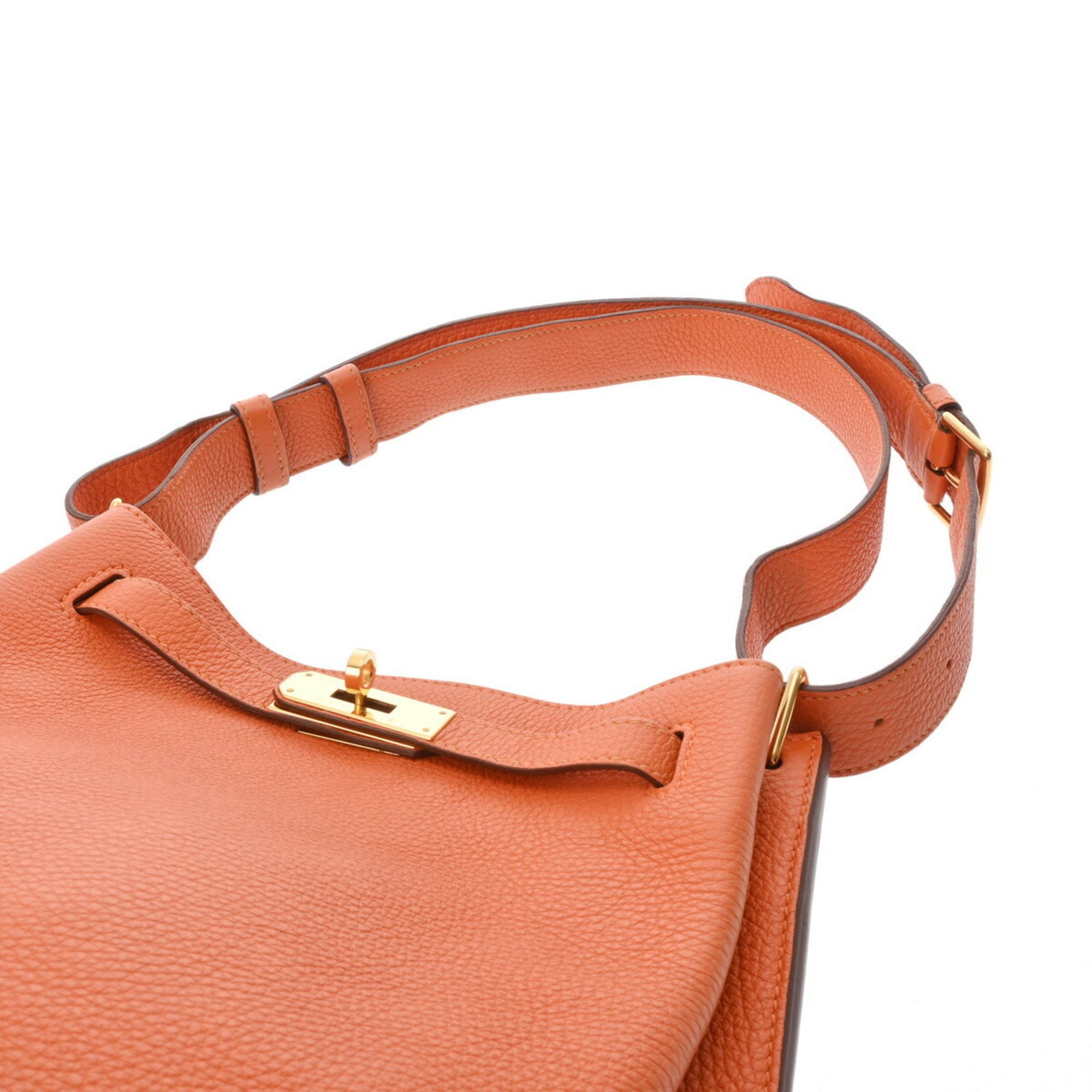 HERMES Hermes So Kelly 22 Orange □N stamp (around 2010) Unisex Taurillon Clemence Shoulder Bag