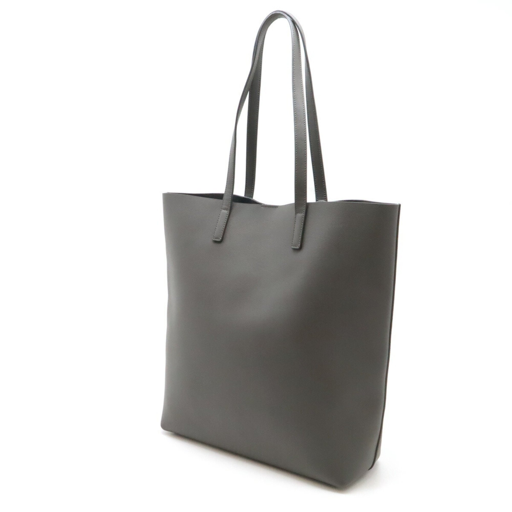 SAINT LAURENT PARIS YSL Yves Saint Laurent North-South Tote Bag Leather Grey 600306