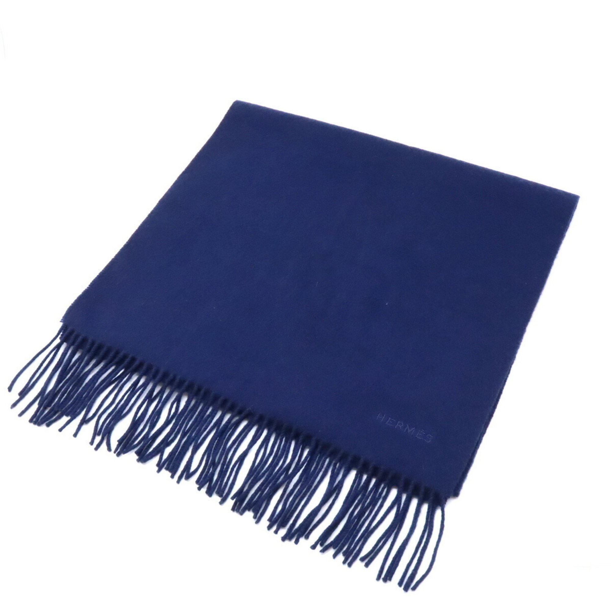 HERMES Hermes scarf stole 100% cashmere navy