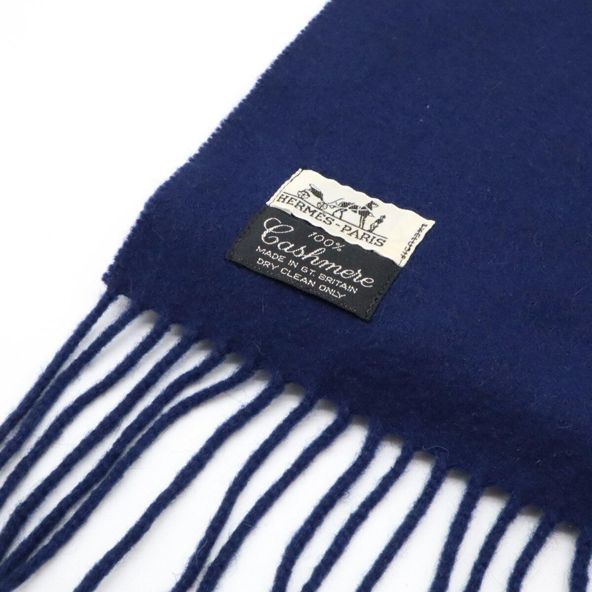 HERMES Hermes scarf stole 100% cashmere navy