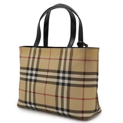 BURBERRY Nova Check Pattern Tote Bag Handbag PVC Leather Beige Black Bordeaux