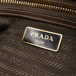 PRADA Prada Jacquard Shoulder Bag Canvas Leather CORDA Beige BRUCIA Brown 1BH089