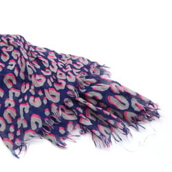 LOUIS VUITTON Louis Vuitton Etoile Leopard Stole Shawl Scarf Print Navy Pink Gray