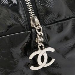 CHANEL Luxury Line Coco Mark Matelasse Bowling Bag Handbag Enamel Black A31575