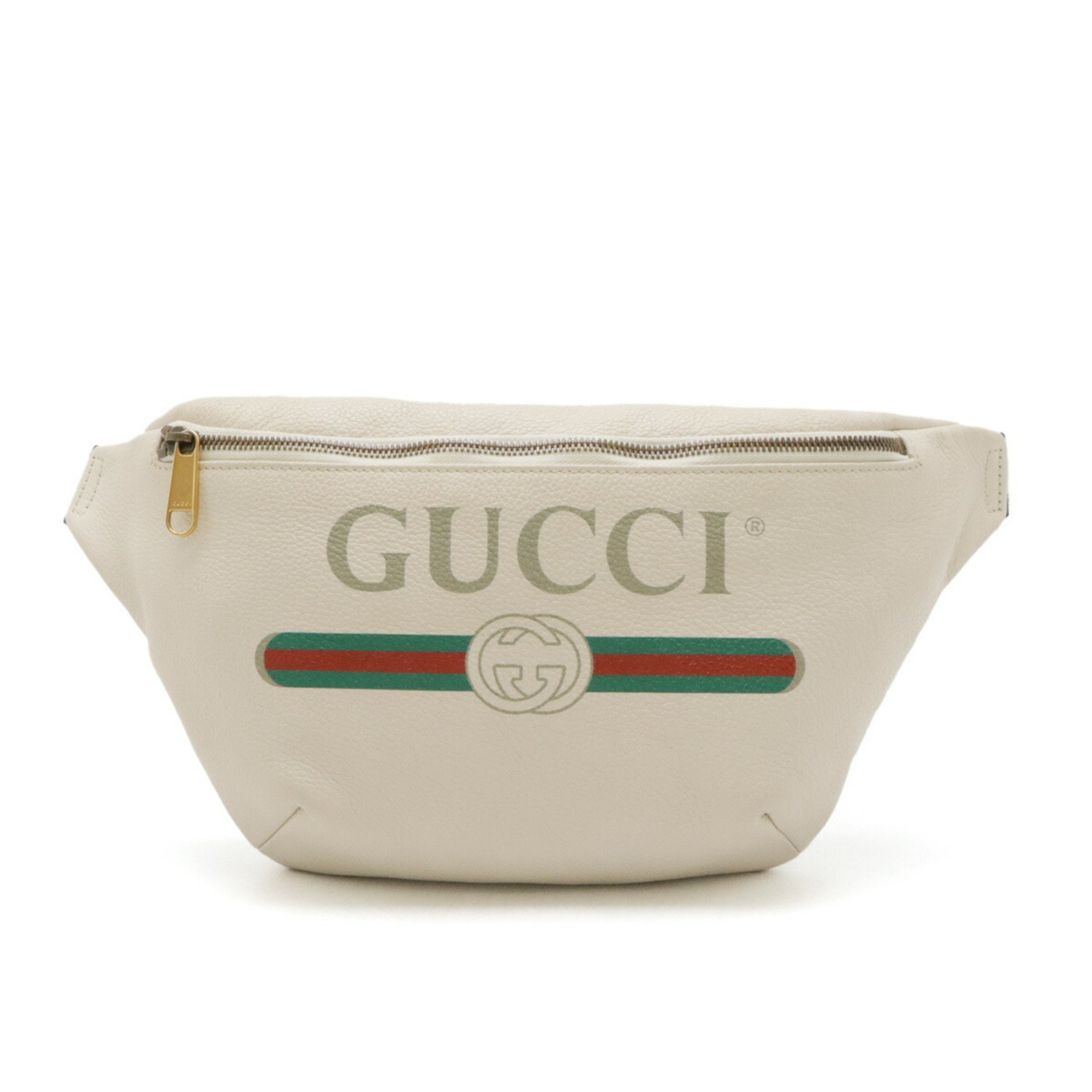 GUCCI Gucci Print Sherry Line Belt Bag Body Waist Pouch Leather Ivory 530412