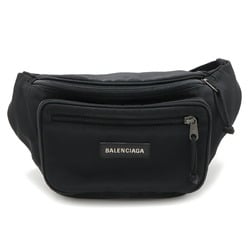 BALENCIAGA Explorer Belt Bag, Waist Pouch, Body Hip Nylon Canvas, Black, 482389