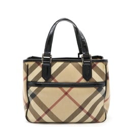 BURBERRY House Check Pattern Tote Bag Handbag PVC Enamel Patent Leather Beige Black Bordeaux