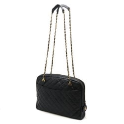 CHANEL Coco Mark Matelasse Chain Shoulder Tote Bag Leather Black