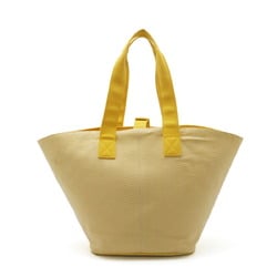 HERMES Hermes Panier Plage MM Tote Bag Large Handbag Canvas Yellow White