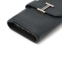 HERMES Bearn Key Case, 4-ring, H-shaped metal fittings, Veau Epsom leather, black, R stamped