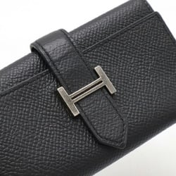 HERMES Bearn Key Case, 4-ring, H-shaped metal fittings, Veau Epsom leather, black, R stamped