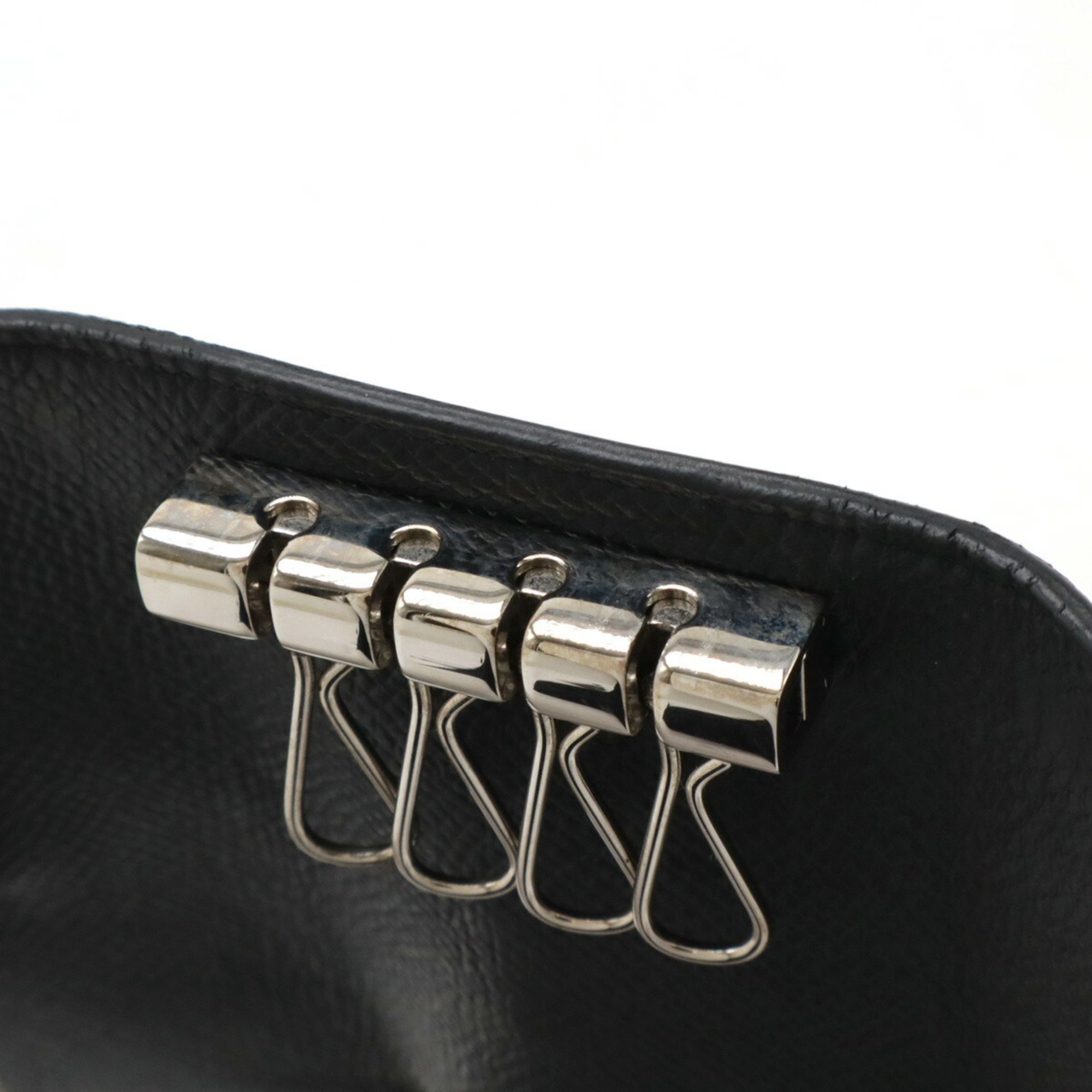 HERMES Bearn Key Case, 4-ring, H-shaped metal fittings, Veau Epsom leather, black, R stamped