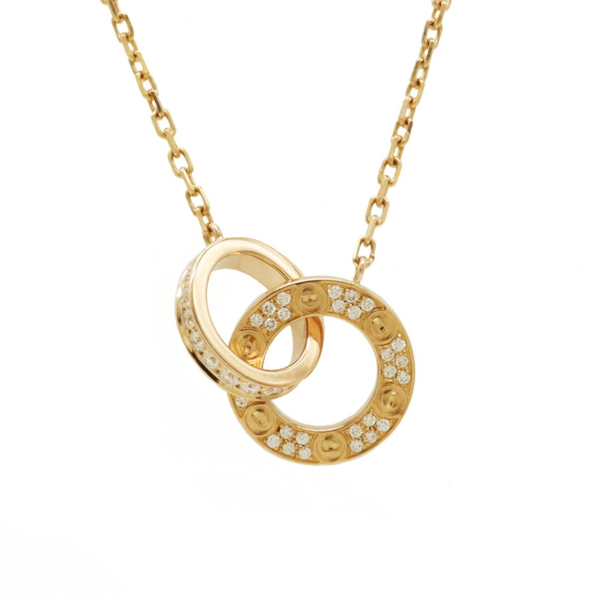 Cartier Love Circle Necklace LOVE LΘVE Pendant K18PG 750PG Pink Gold Diamond