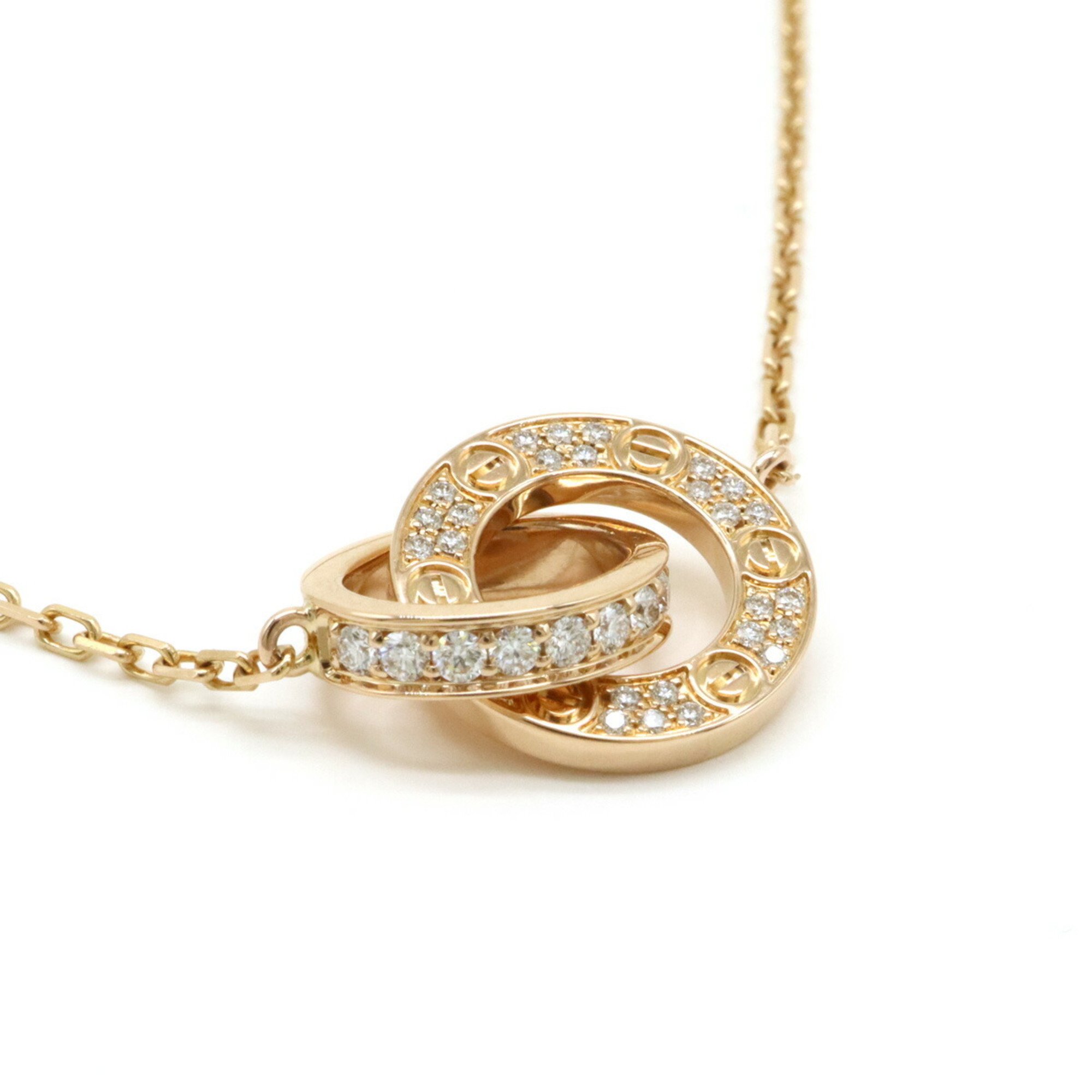 Cartier Love Circle Necklace LOVE LΘVE Pendant K18PG 750PG Pink Gold Diamond