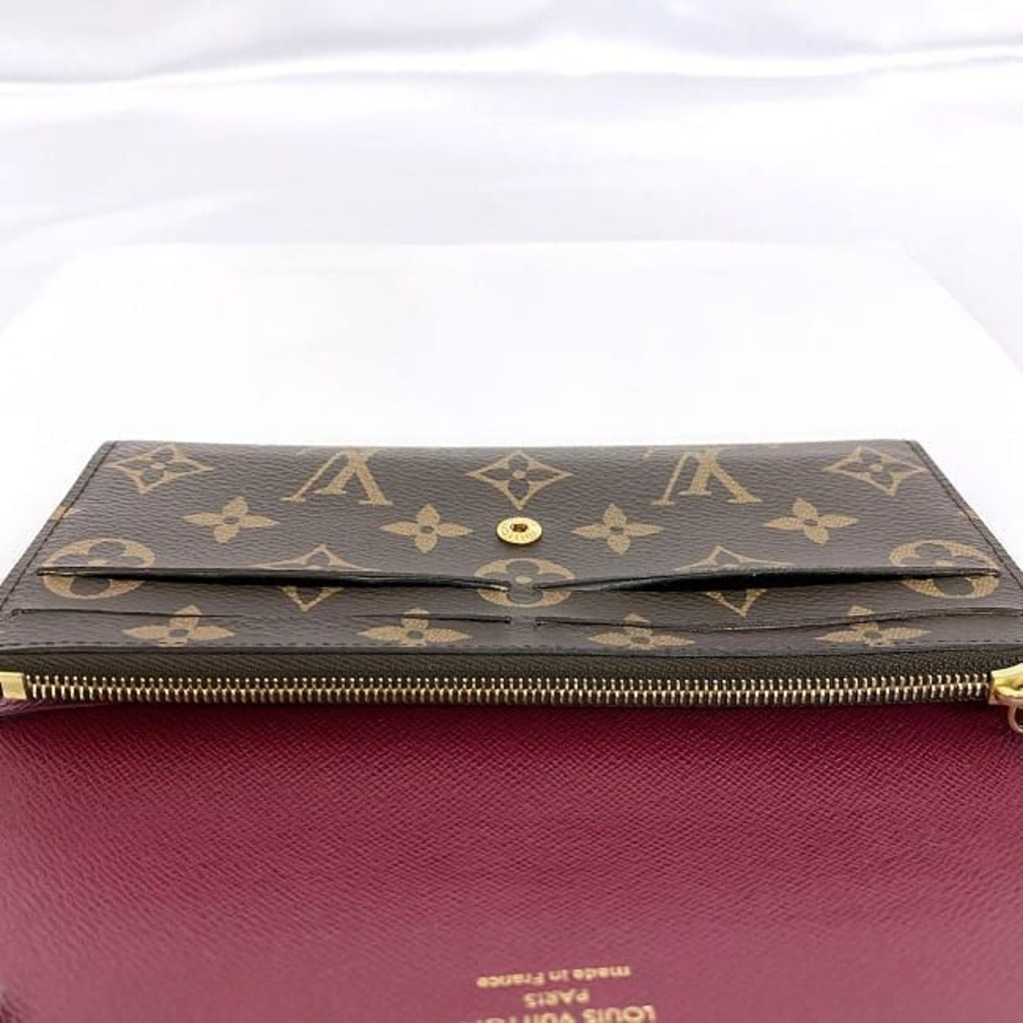 Louis Vuitton Bi-fold Long Wallet Portefeuille Emily Brown Pink Fuchsia Monogram M60697 ec-20511 Canvas SN0148 LOUIS VUITTON Flap LV