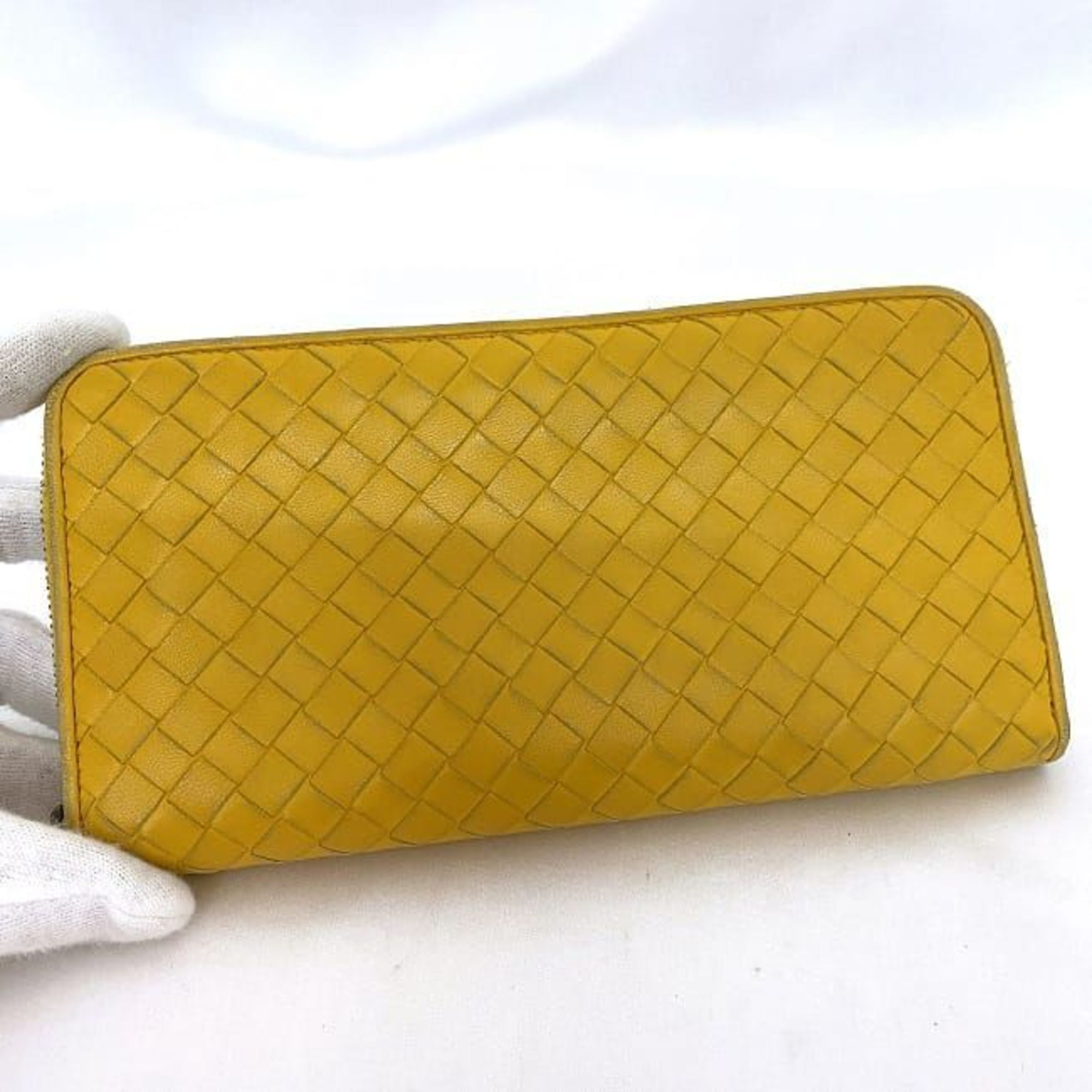 Bottega Veneta Round Long Wallet ec-21015 Yellow Intrecciato Leather BOTTEGA VENETA Women's