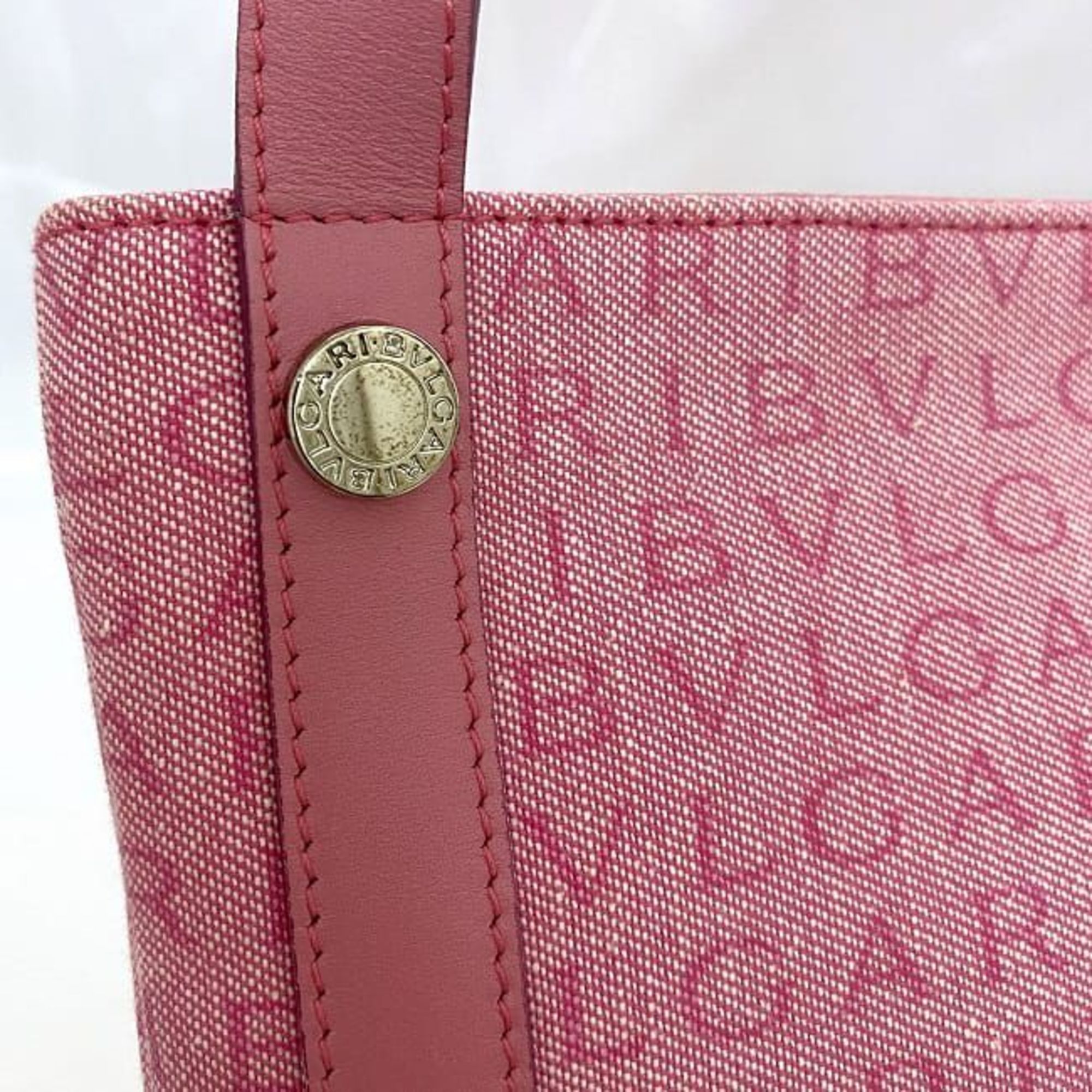 BVLGARI Shoulder Bag Pink Mania ec-20545 Canvas Leather Women's