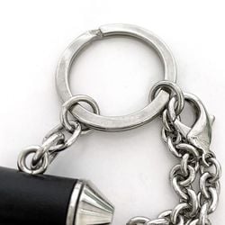 Christian Louboutin Keyring Silver Black Ruby ec-20576 Bag Charm Metal Leather Motif Chain Key Unisex