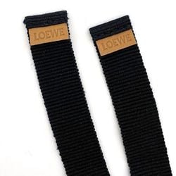 LOEWE belt brown black ec-20209 leather canvas waist free size ring women's retro