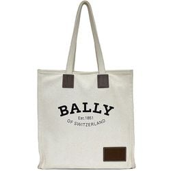 BALLY Tote Bag Natural White Brown 6236963 00349 ec-20543 Cotton Canvas Leather Women's