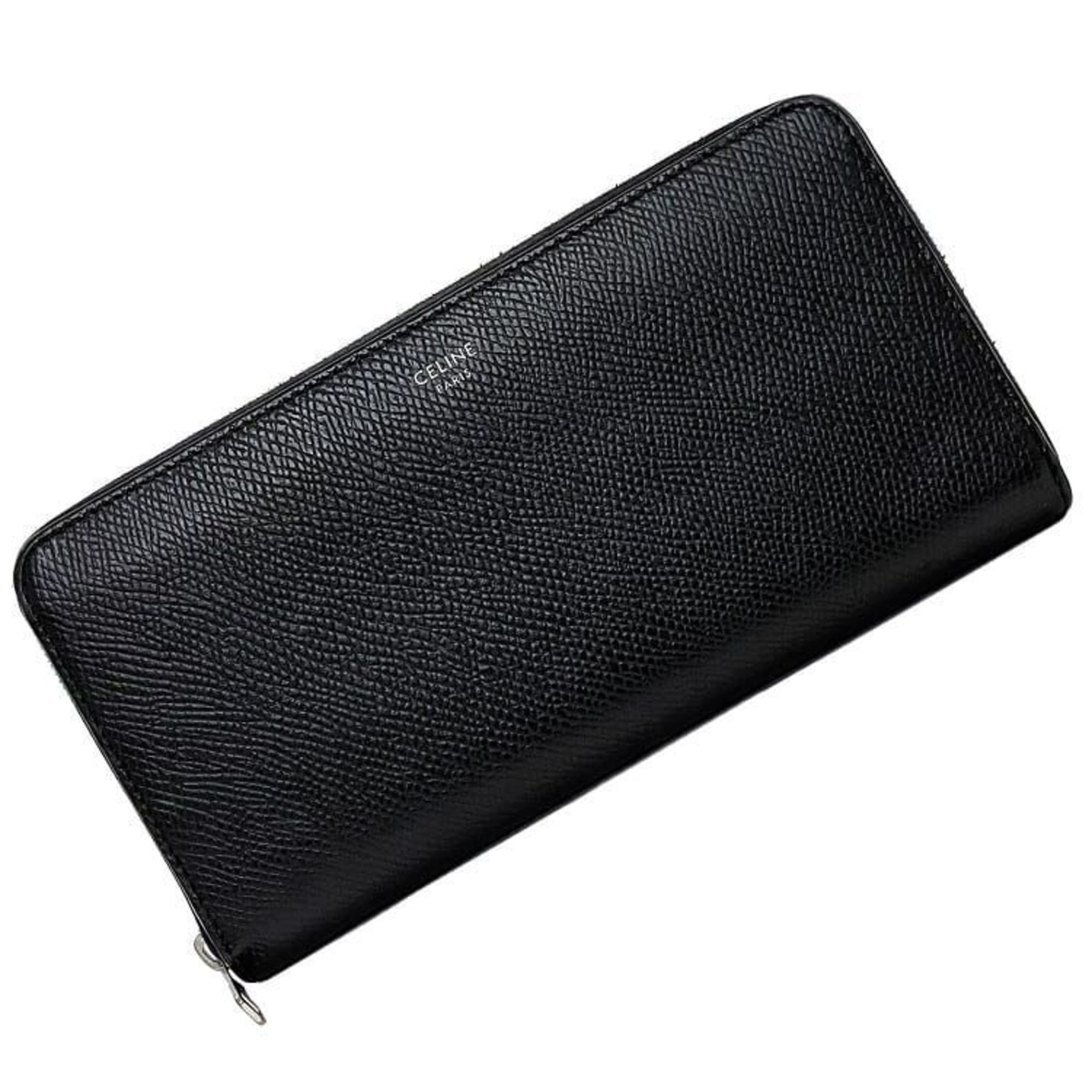 Celine Round Long Wallet Black 10B553BEL.38SI ec-20077 Large Zipped Leather CELINE Women's