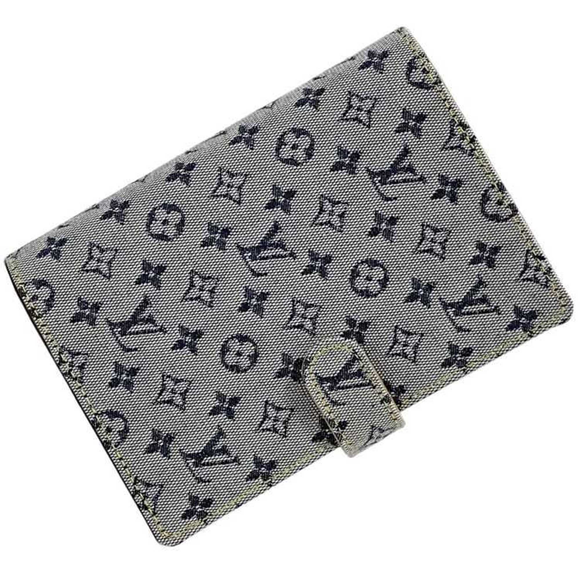 Louis Vuitton Notebook Cover Agenda PM ec-21111 Light Blue Monogram R20910 Canvas Leather CA1010 LOUIS VUITTON 6 Holes Embroidery Unisex