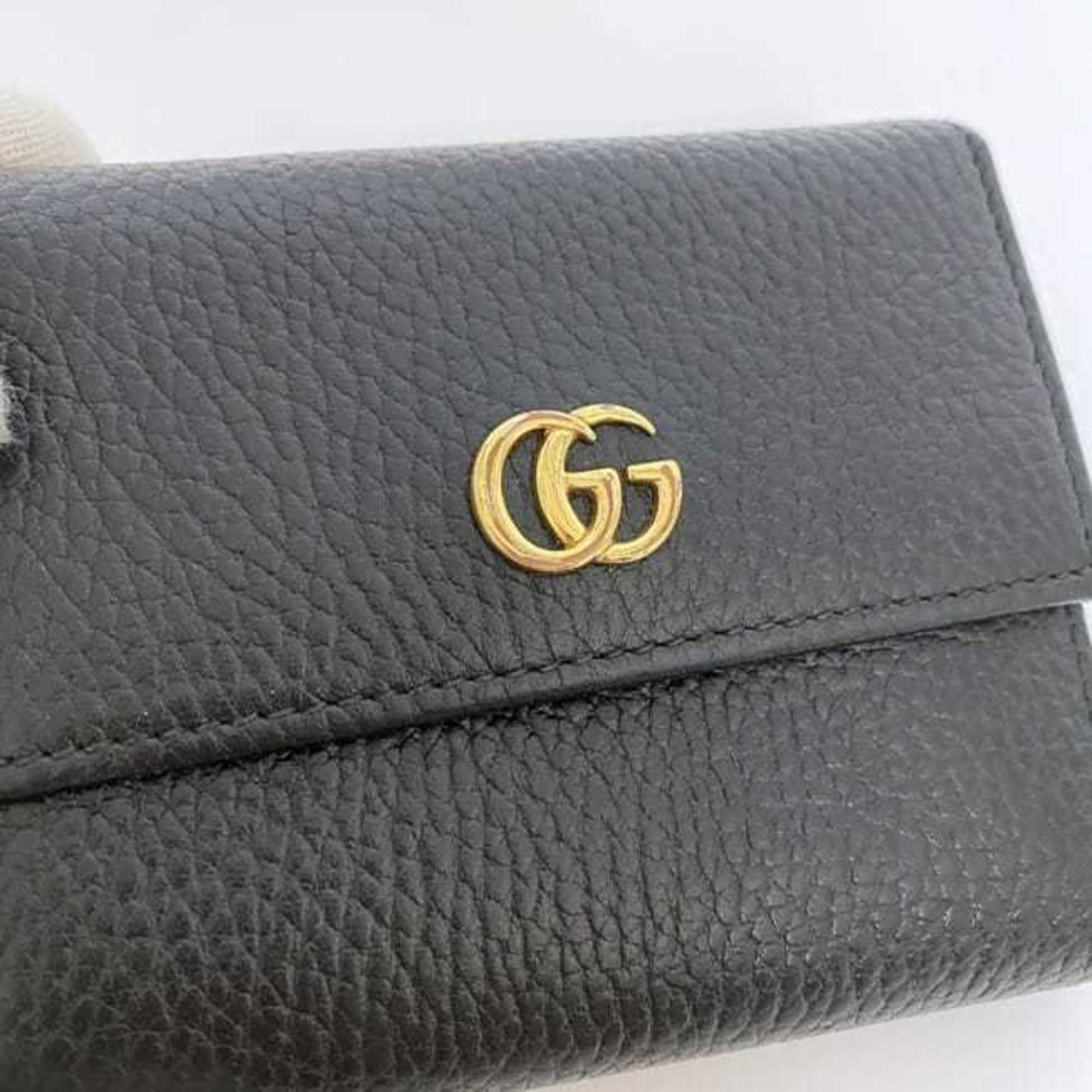 Gucci Tri-fold Wallet ec-21274 Black Marmont 546584 GG Leather GUCCI Compact Folding Women's