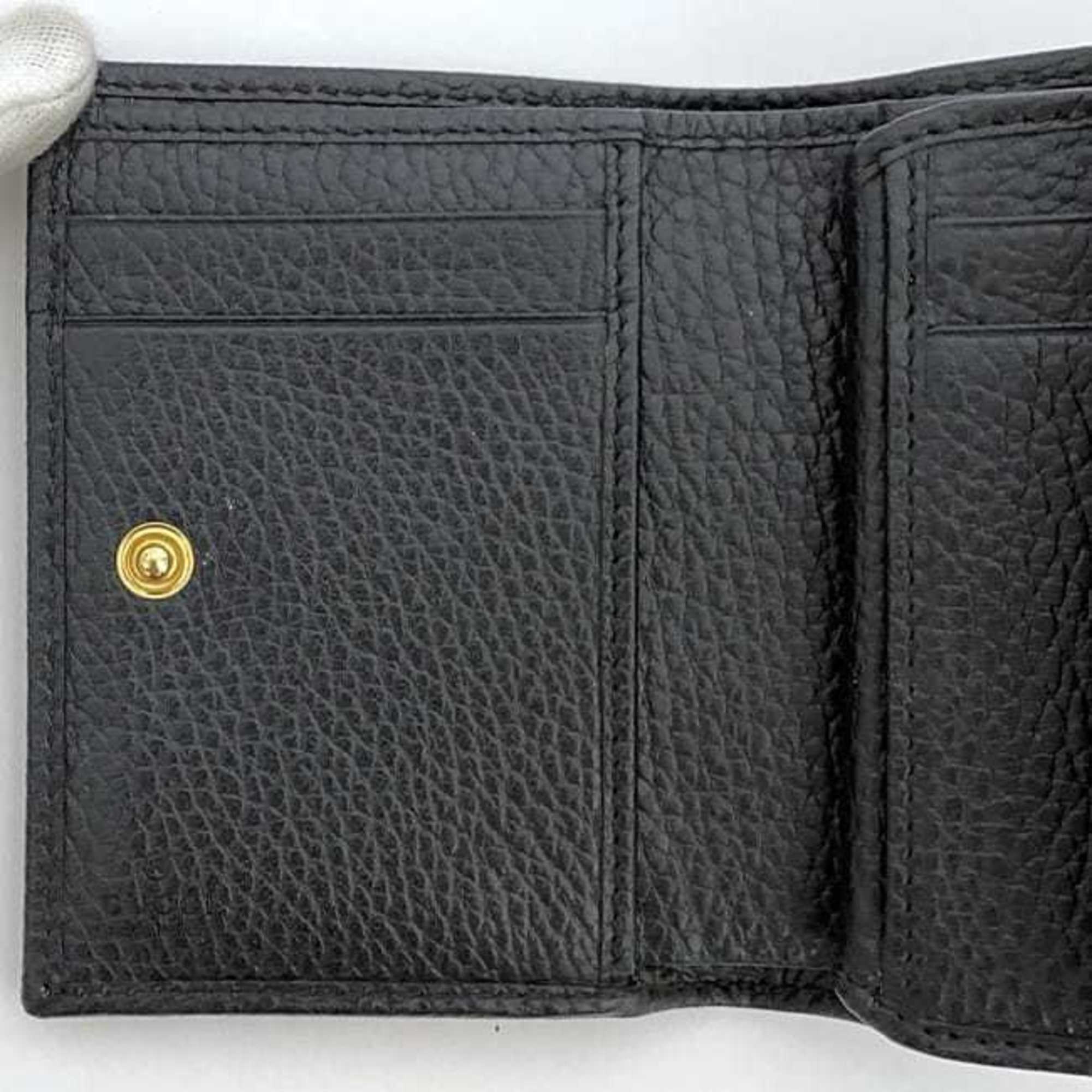 Gucci Tri-fold Wallet ec-21274 Black Marmont 546584 GG Leather GUCCI Compact Folding Women's