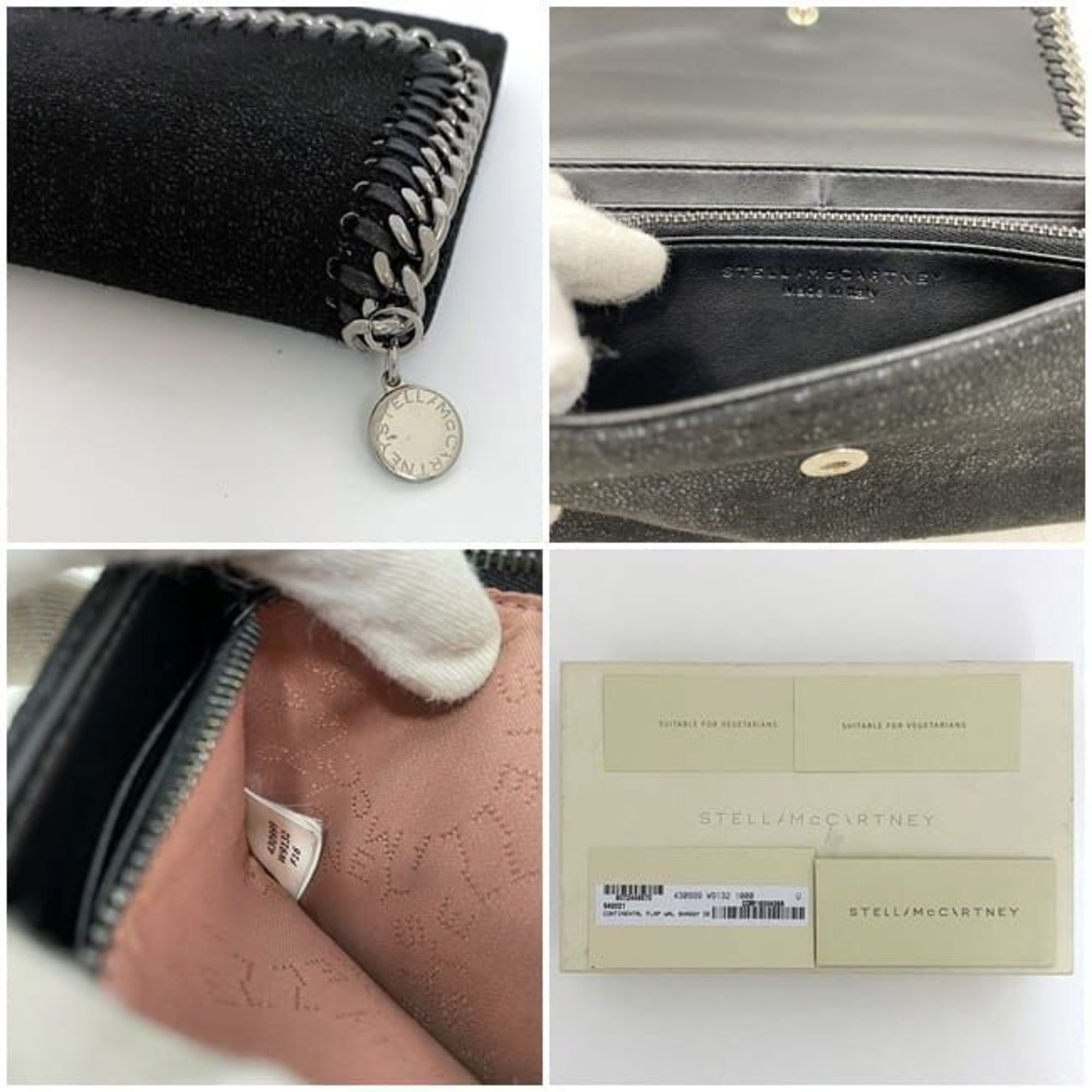 Stella McCartney Bi-fold Long Wallet ec-21484 Black Falabella 430999 W9132 1000 Synthetic Leather STELLA McCARTNEY Chain Charm