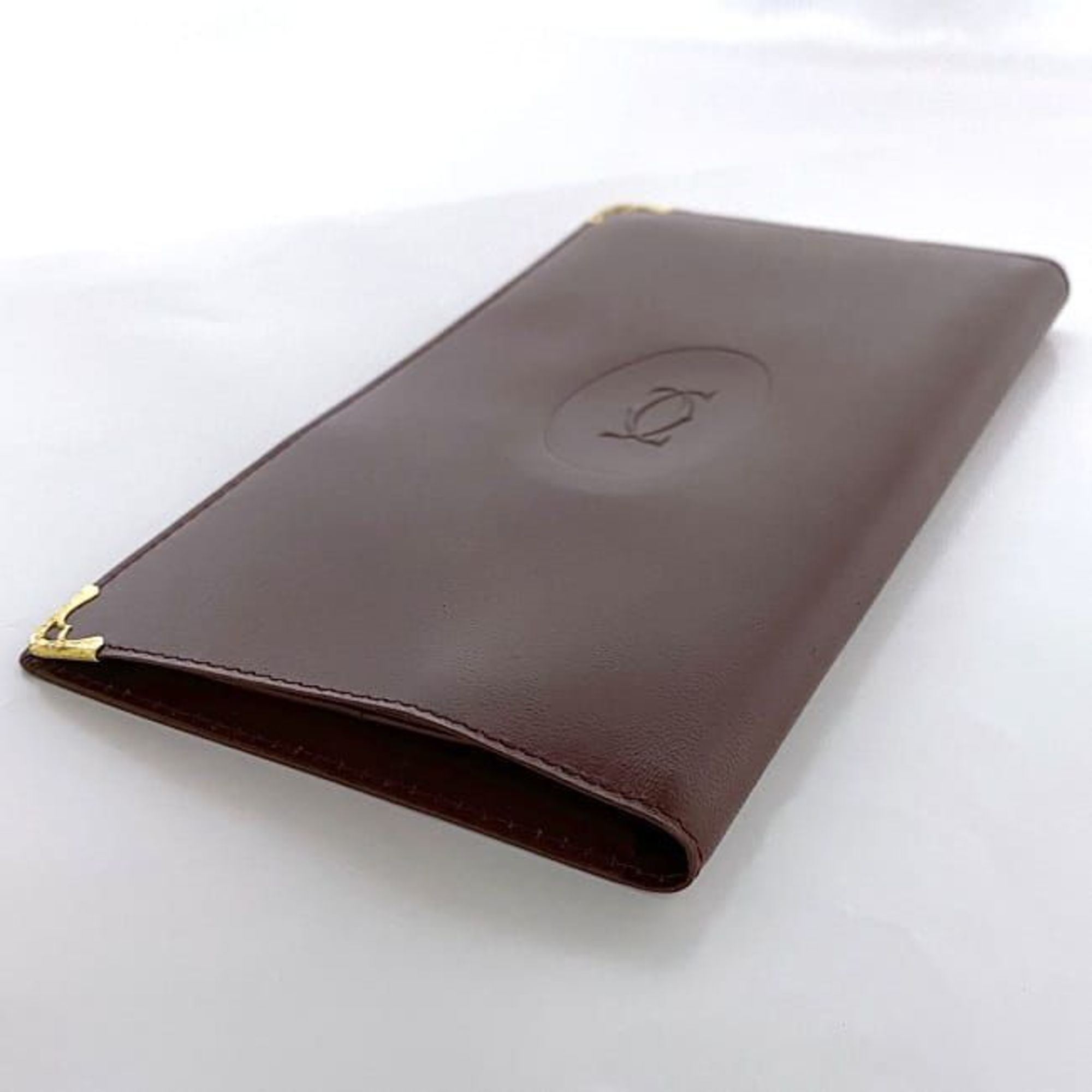 Cartier Bi-fold Bordeaux Must ec-20102 Billfold Long Wallet Leather Men's Women's