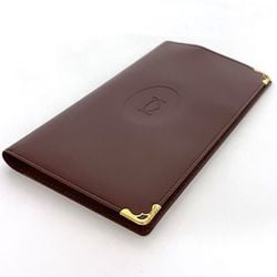 Cartier Bi-fold Bordeaux Must ec-20102 Billfold Long Wallet Leather Men's Women's