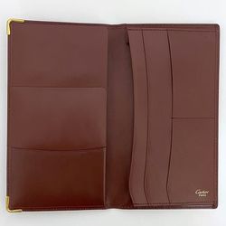 Cartier Bi-fold Bordeaux Must ec-20102 Billfold Long Wallet Leather Men's Women's