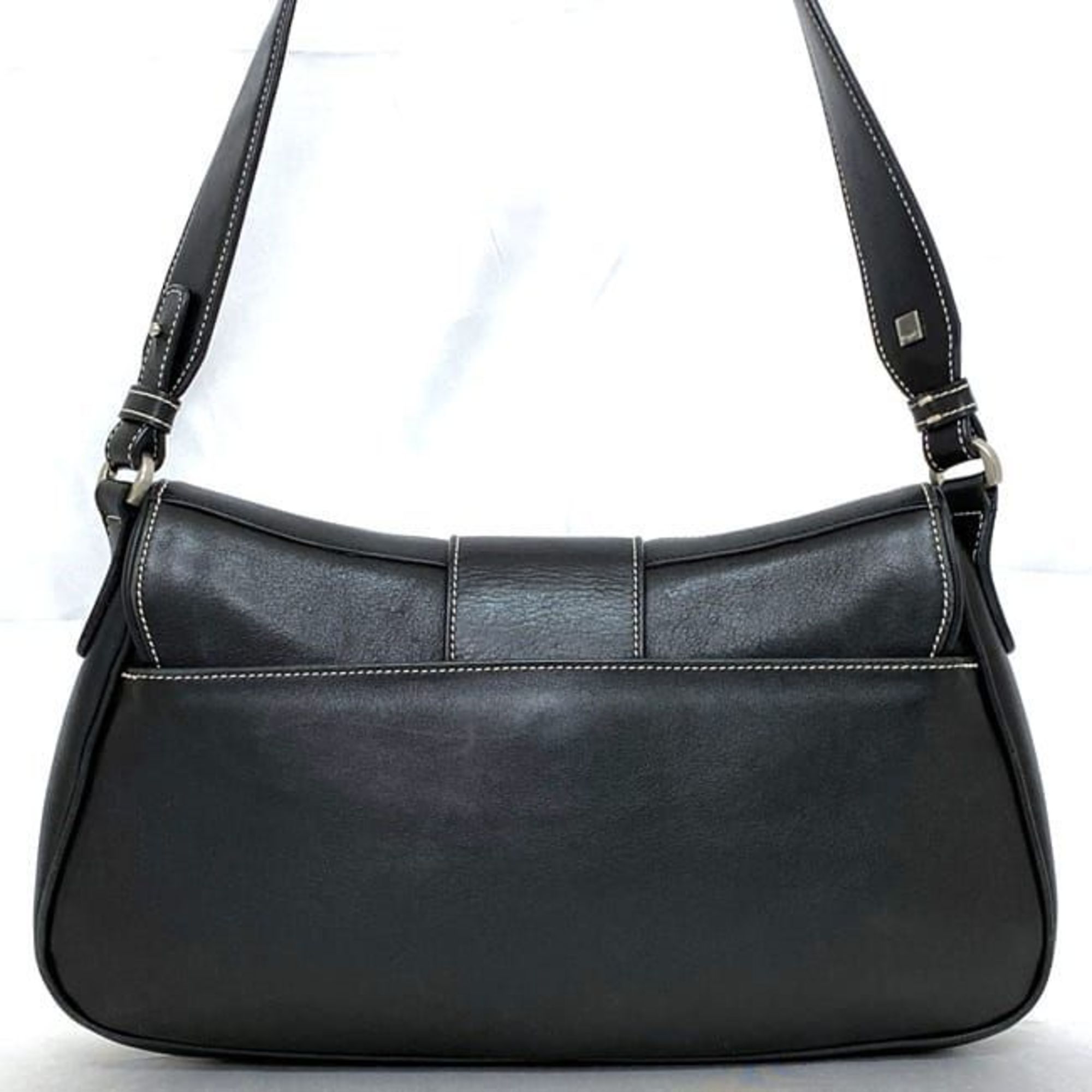 Salvatore Ferragamo Bag ec-21595 Black BK-21 3764 Leather Flap Women's