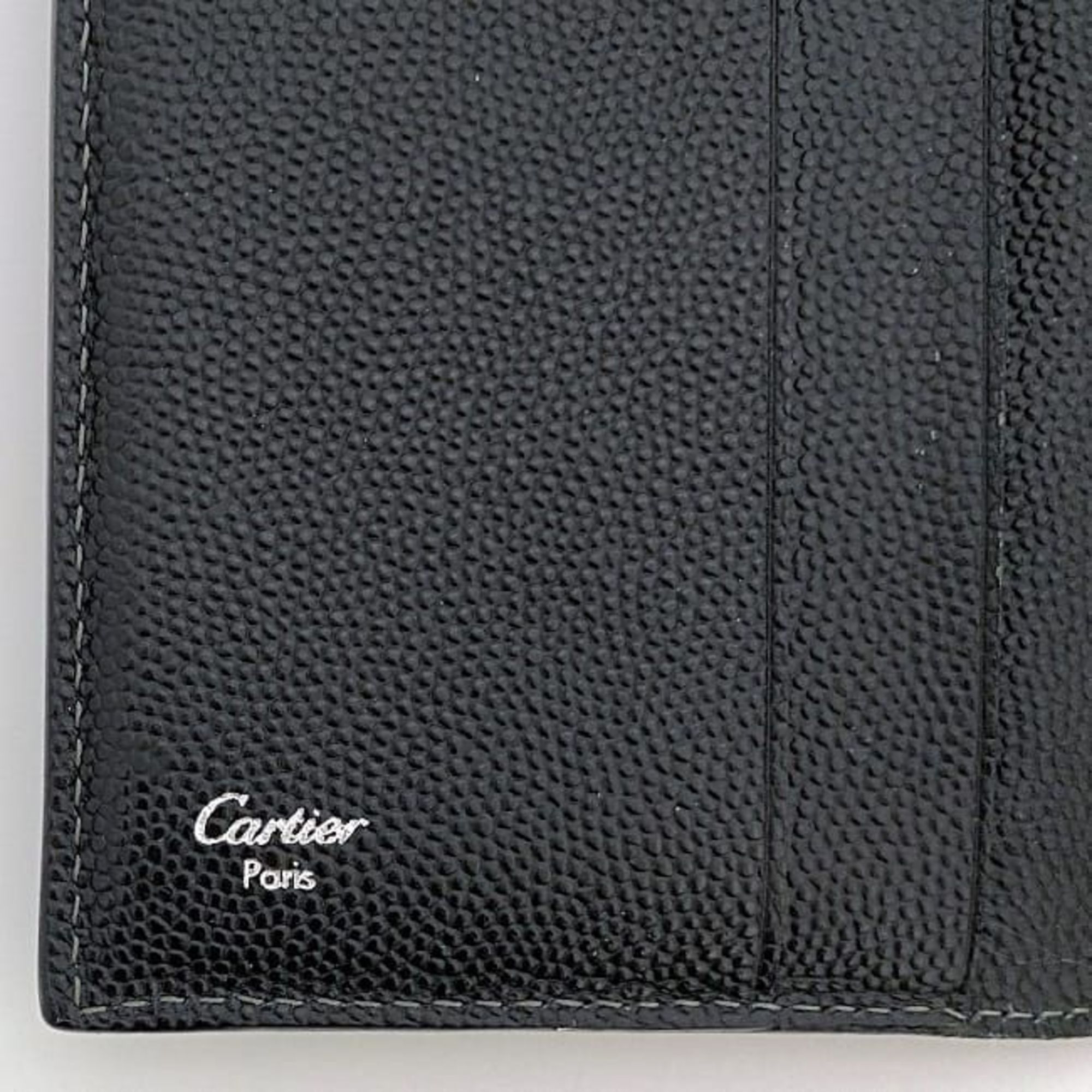 Cartier Business Card Holder Black Love L3000771 ec-20666 Case Grain Leather Flap Metal Fittings Men's