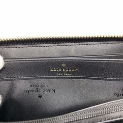 Kate Spade Round Long Wallet Black Red Rose KE639 ec-20057 Nylon Leather Women's