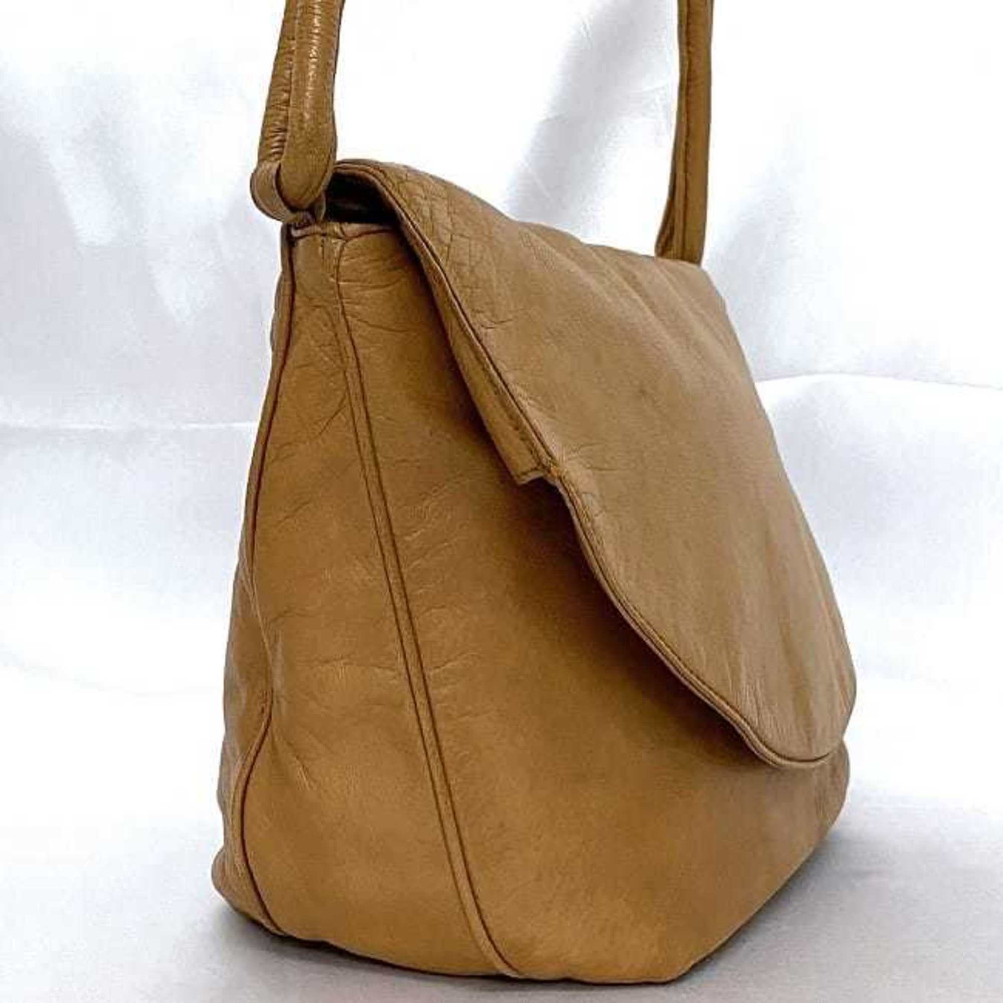 LOEWE Bag Camel Brown Anagram ec-20303 Flap Nappa Leather Soft Women's Retro