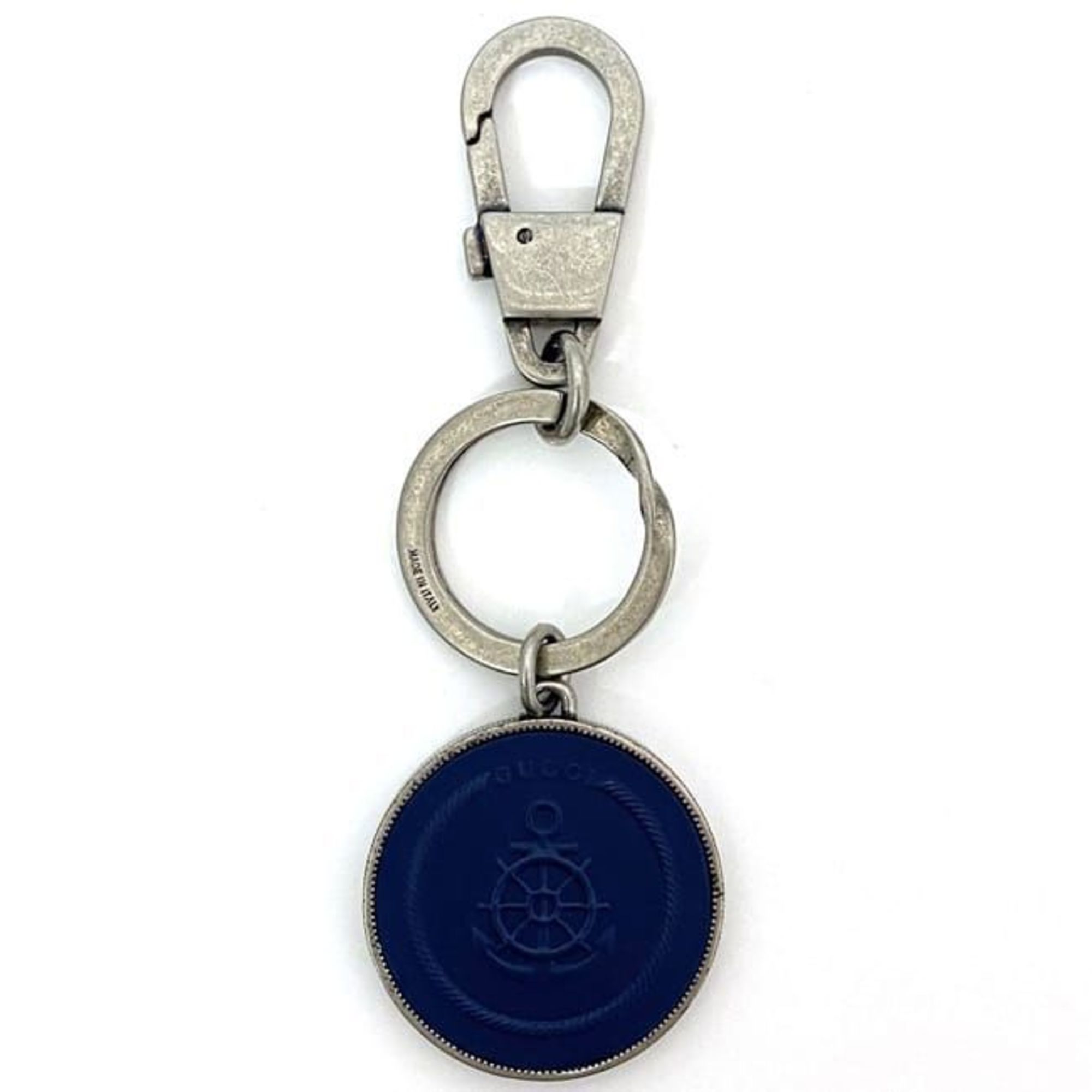 Gucci Keychain ec-21439 Silver Navy Interlocking 598554 Metal Rubber GUCCI GG Charm Keyring Anchor Men's Women's